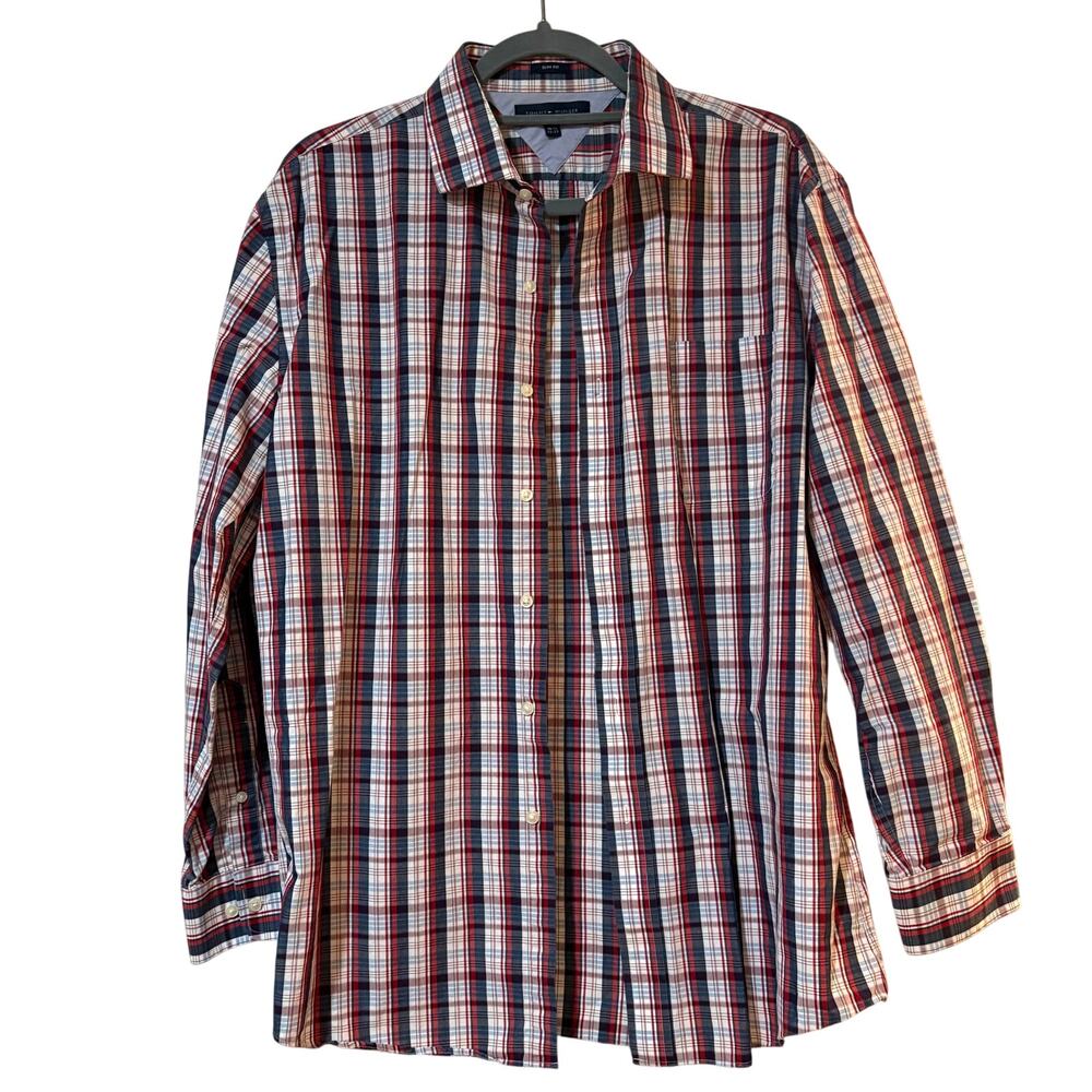 TOMMY HILFIGER Men Slim Fit - Casual Shirt Top Size 16.5 32-33